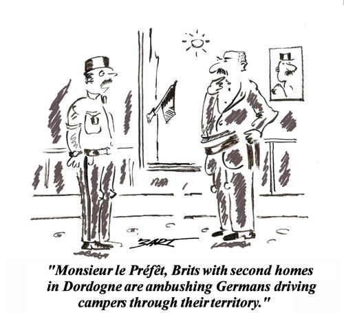 "Brits with second homes are ambushing Germans driving campers through their territory."