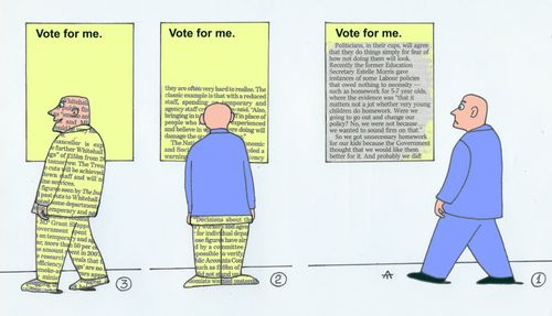 Vote For Me: The winning over of voters.