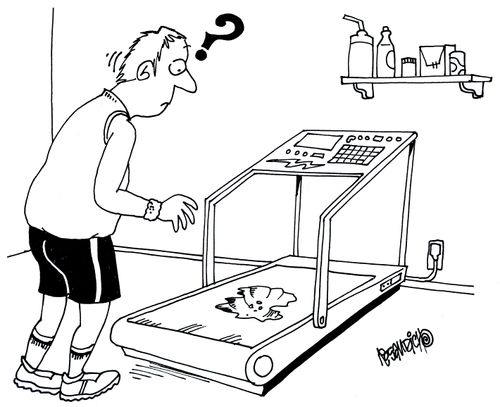 Running machine with pothole.