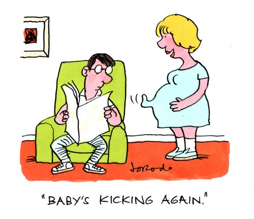 'Baby's kicking again.'