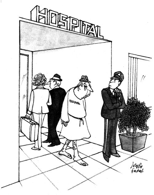 Patient walking out of hospital.