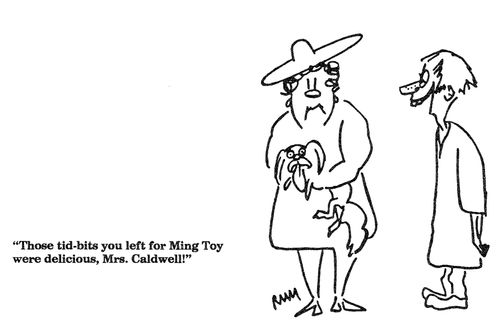 'Those tid-bits you left for Ming Toy were delicious, Mrs. Caldwell!'