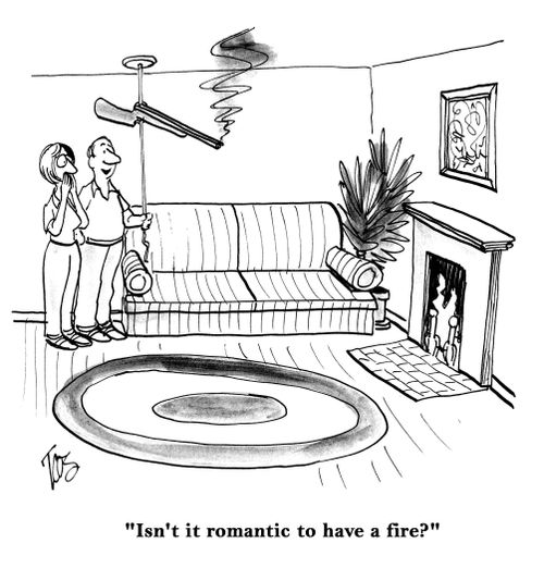 'Isn't it romantic to have a fire?'