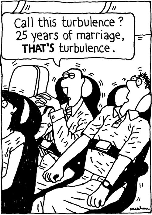 'Call this turbulence? 25 years of marriage, THAT'S turbulence.'