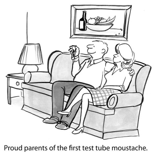 Proud parents of the first test tube moustache.
