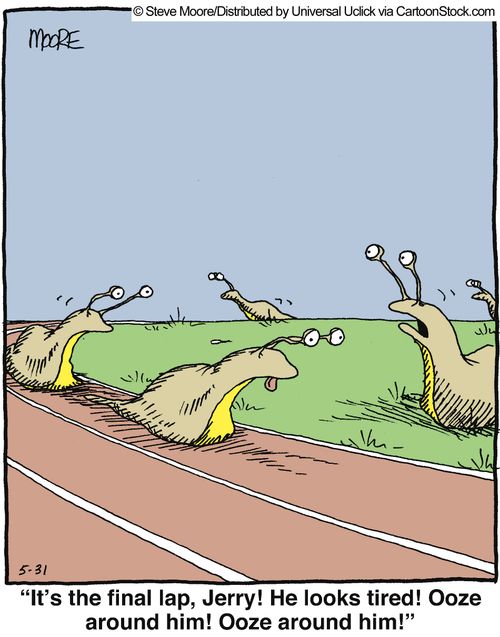 'It's the final lap, Jerry! He looks tired! ooze around him! ooze around him!'
