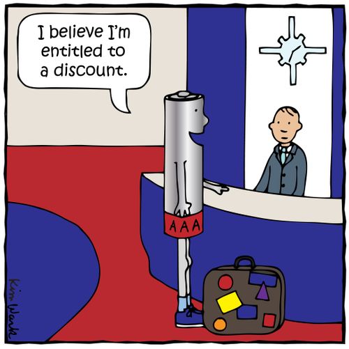 'I believe I'm entitled to a discount.'