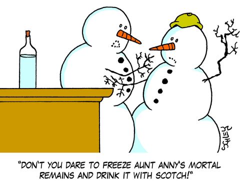 'Don't you dare to freeze aunt Anny's mortal remains and drink it with scotch!'