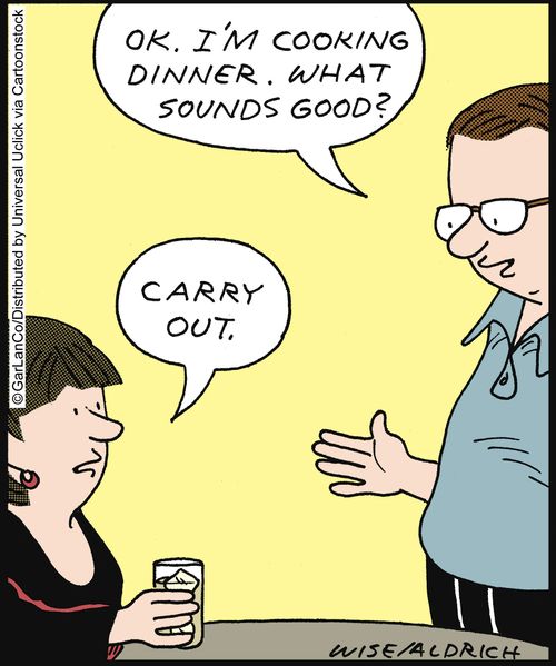 'Ok. I'm cooking dinner. What sounds good?'