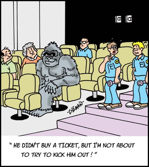 'He didn't buy a ticket, but I'm not about to try to kick him out.'