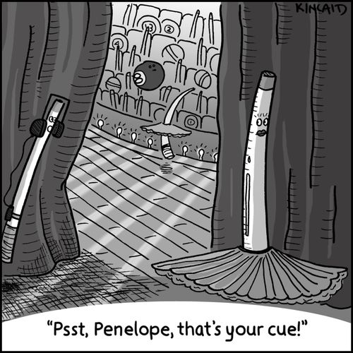 'Psst, Penelope, that's your cue!'