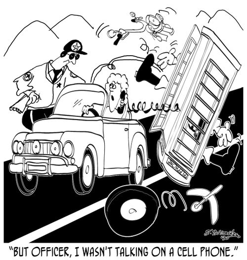 'But officer, I wasn't talking on a cell phone.'