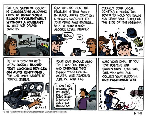 The U.S. supreme court is considering allowing cops to draw your blood involuntarily without a warrant to test for drunk driving.