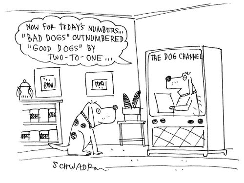 'Now for today's numbers...'Bad Dogs' outnumbered 'Good Dogs' by two-to-one...'