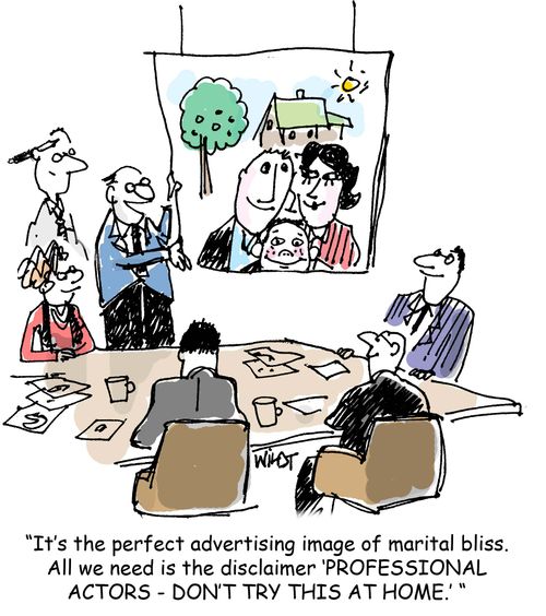 It's the perfect advertising image of marital bliss. All we need is the disclaimer 'PROFESSIONAL ACTORS - DON'T TRY THIS AT HOME.'