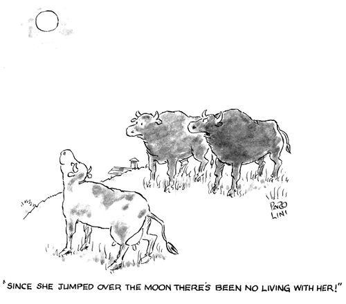 'Since she jumped over the moon there's been no living with her.'