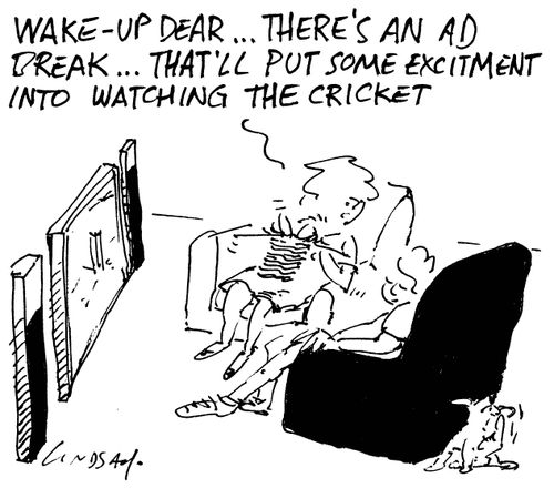 'Wake-up dear...There's an add break...That'll put some excitement into watching the cricket.'