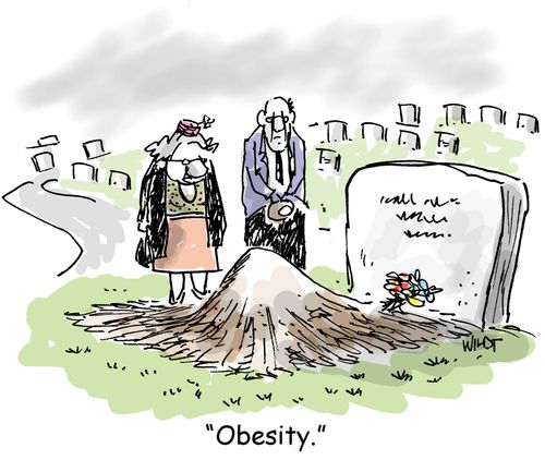 Grave has mound caused by obese deceased