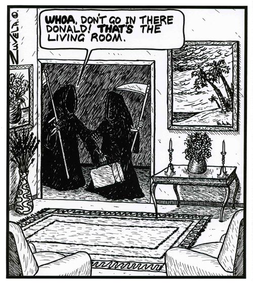 'WHOA, don't go in there Donald! THAT'S the living room.'