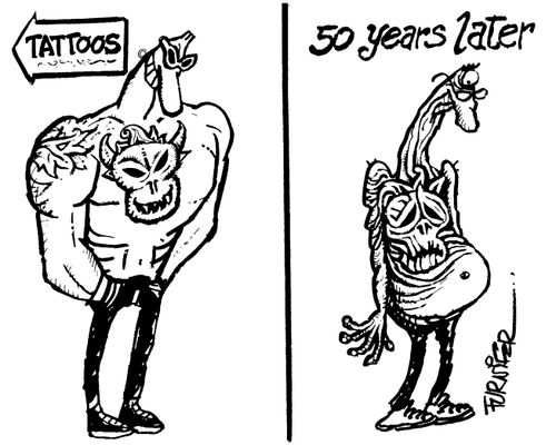 Tattoos sagging with time