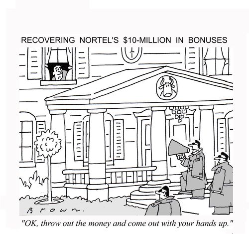 Nortel Networks goes after executives to repay bonuses.