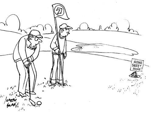 Mole living in golf hole.