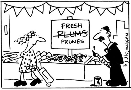Fresh Prunes (Plums crossed out).
