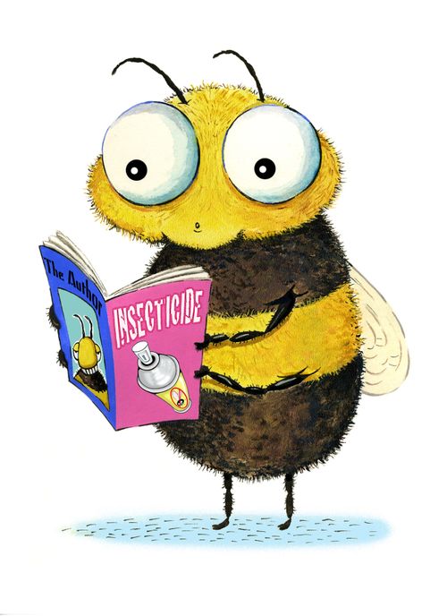 A bee reads a horror story.