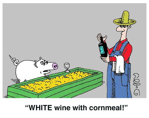 'WHITE wine with cornmeal!'