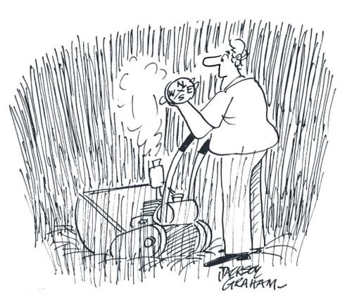 Man cutting grass.