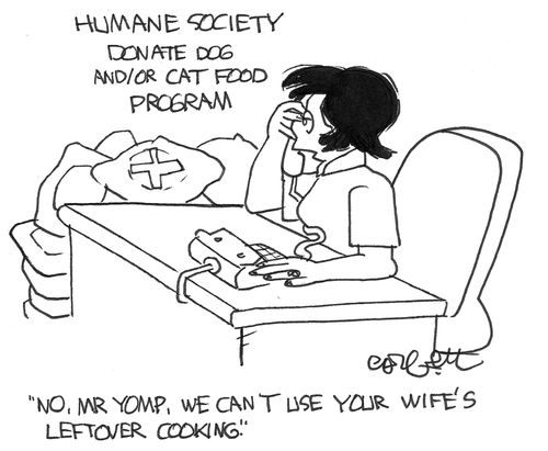 'No...we can't use your wife's leftover cooking.'