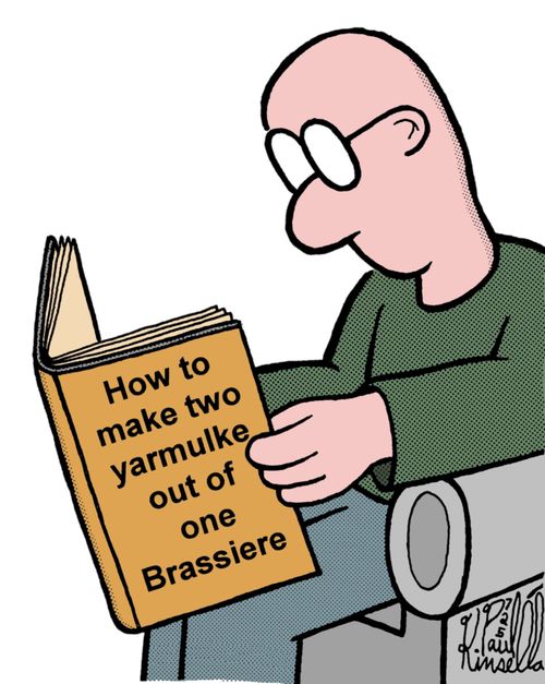 'How to make two yarmulke out of one Brassiere.'