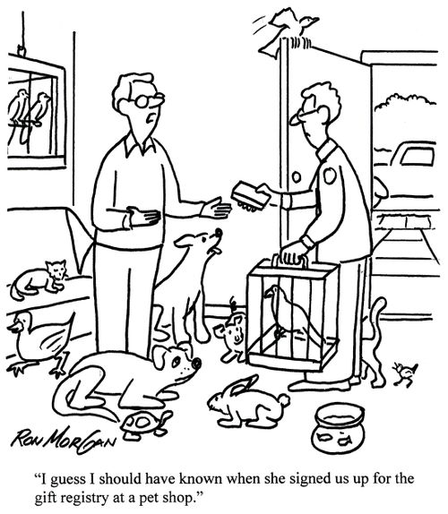 'I guess I should have known when she signed us up for the gift registry as a pet shop.'