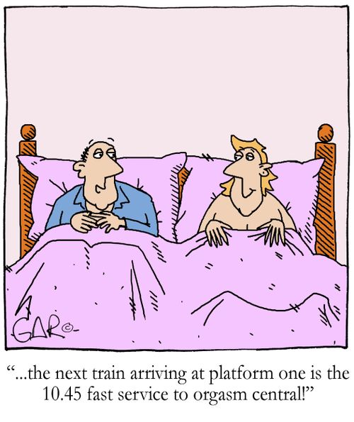 '...the next train arriving at platform one is the 10.45 fast service to orgasm central!'
