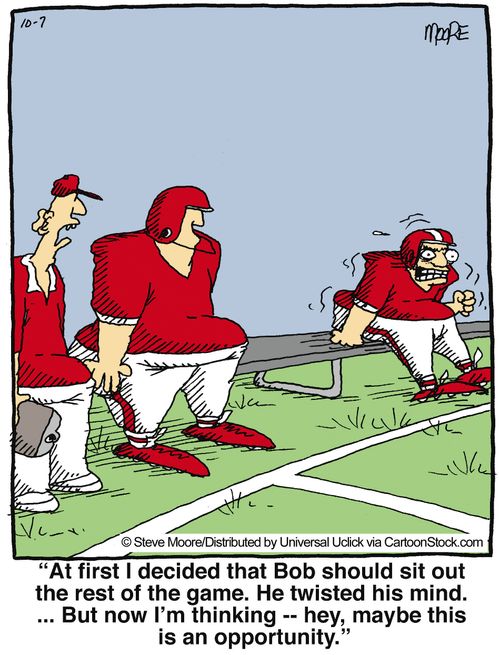 'At first I decided that Bob should sit out the rest of the game. He twisted his mind... but now I'm thinking - hey, maybe this is an opportunity.'