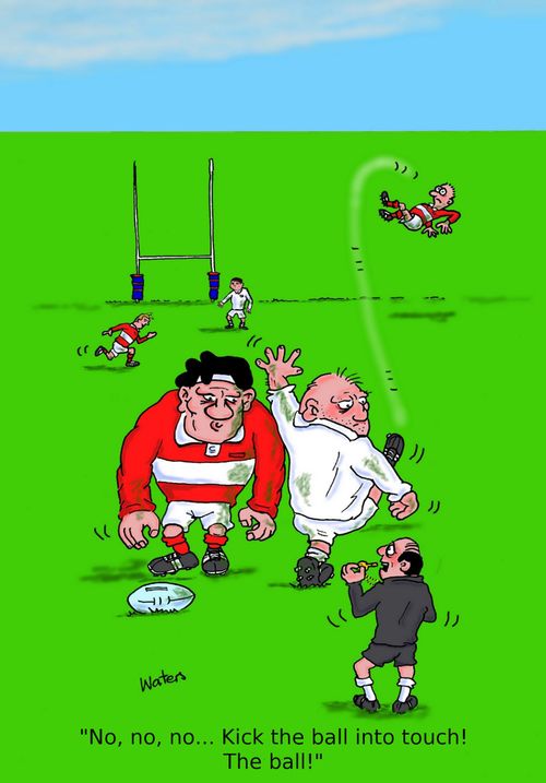 'No, no, no...kick the ball into touch! The ball!'