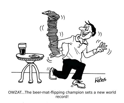 OWZAT...The beer-mat-flipping champion sets a new world record!