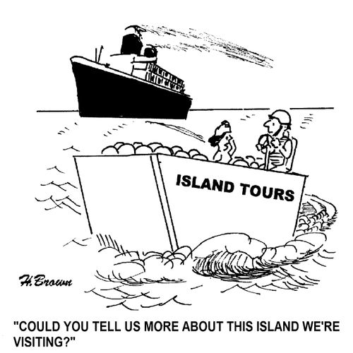 'Could you tell us more about this island we're visiting?'