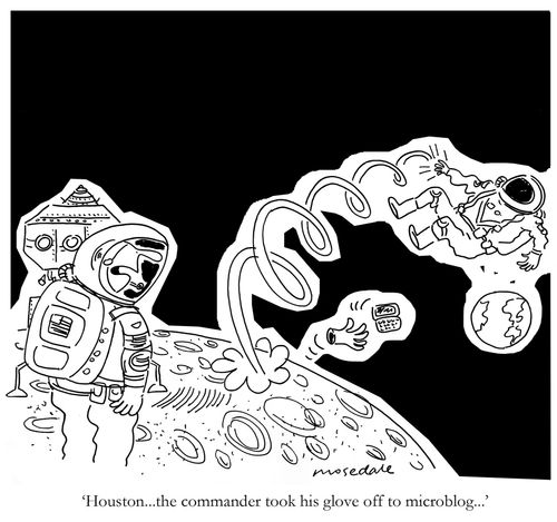 'Houston...the commander took his glove off to microblog...'