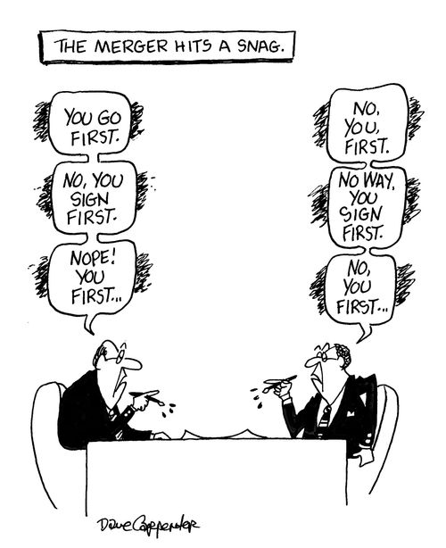 The merger hits a snag.