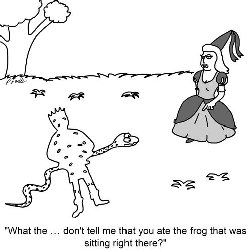 'What the. . . don't tell me that you ate the frog that was sitting right there?'