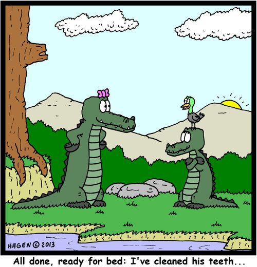 'All done, ready for bed: I've cleaned his teeth...'