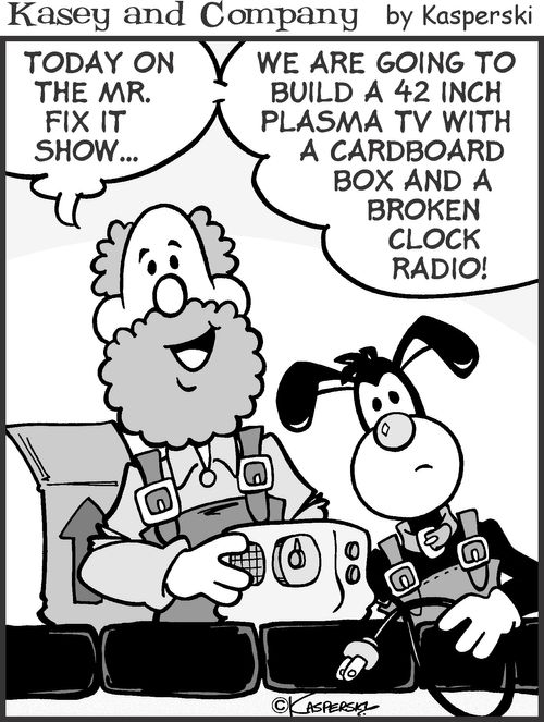 'Today on the Mr Fix It Show.'