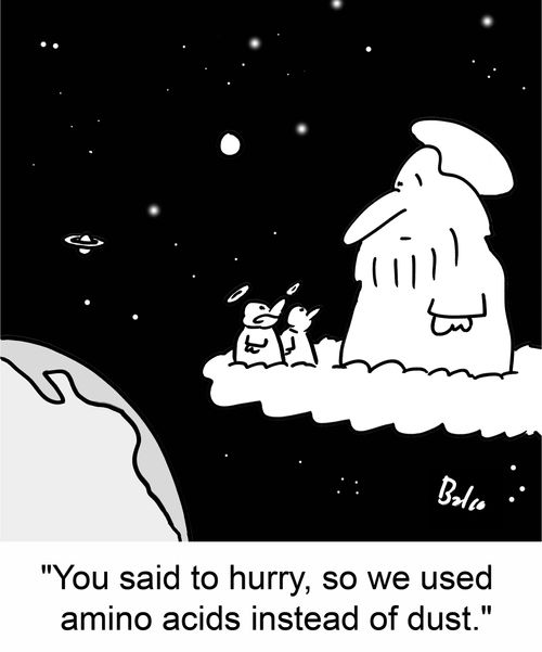 'You said to hurry, so we used amino acids instead of dust.'