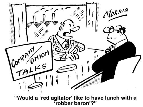 Would a 'red agitator' like to have lunch with a 'robber baron'?