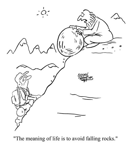 The meaning of life is to avoid falling rocks