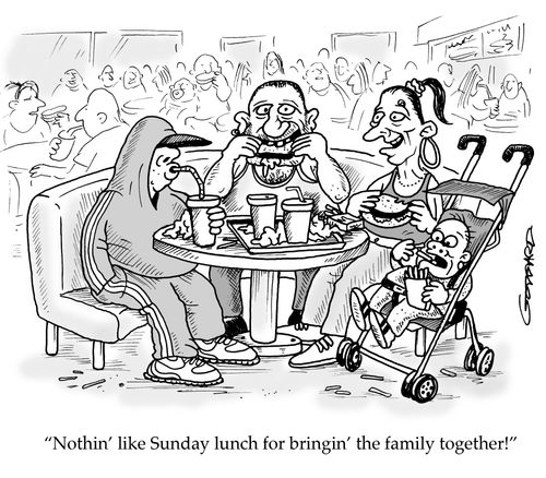 'Nothin' like Sunday lunch for bringin' the family together!'