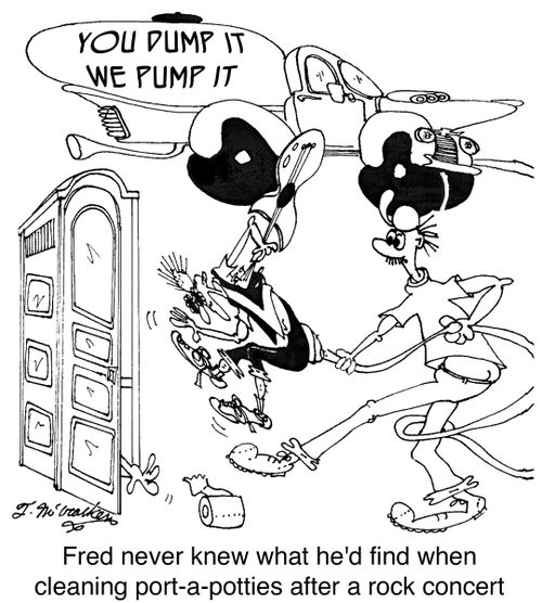 Fred never knew what he'd find when cleaning port-a-potties after a rock concert.