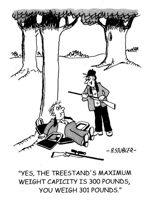 'Yes, the treestand's maximum weight capacity is 300 pounds, you weigh 301 pounds.'