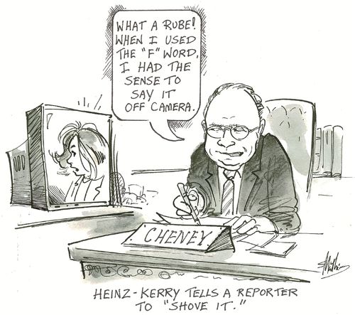 'Heinz-Kerry tells a reporter to 'shove it.''